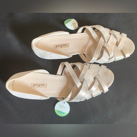 PAUL GREEN Women’s ECO Lucia D'Orsay Peep-Toe Sandal, Mineral Antic Metallic,7.5 - Picture 4 of 14